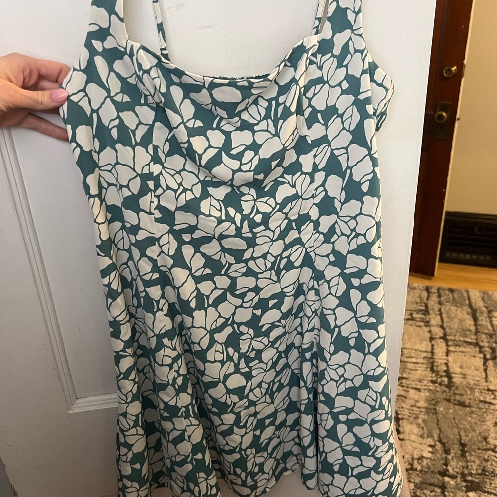 Green and White Floral Dress